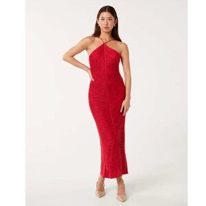 Ever New Red Halter Sheath Maxi Dress